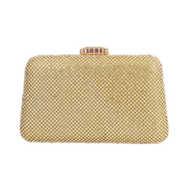 Geanta clutch de dama din material sintetic auriu model trapezoidal zale cu cristale BS6023Z2304031 120