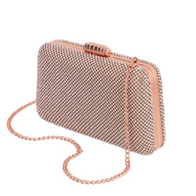 Geanta clutch de dama din material sintetic champagne model trapezoidal zale cu cristale BS6023Z2304032