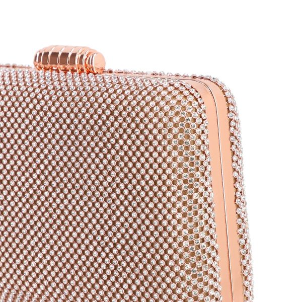 Geanta clutch de dama din material sintetic champagne model trapezoidal zale cu cristale BS6023Z2304032 121