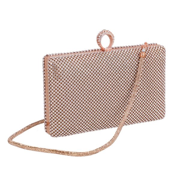 Geanta de dama din material sintetic champagne model zale cu cristale inchidere accesoriu metalic BS8080Z2304023 120