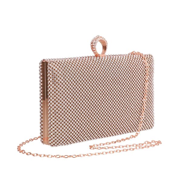 Geanta de dama din material sintetic champagne model zale cu cristale inchidere accesoriu metalic BS8080Z2304023 121