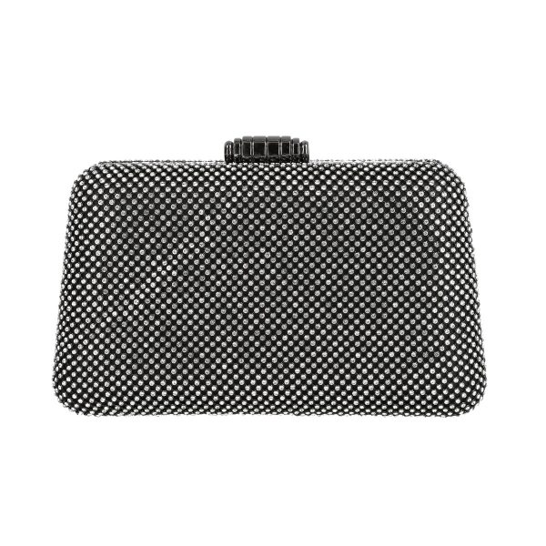 Geanta clutch de dama din material sintetic negru model trapezoidal zale cu cristale BS6023Z2304033 120