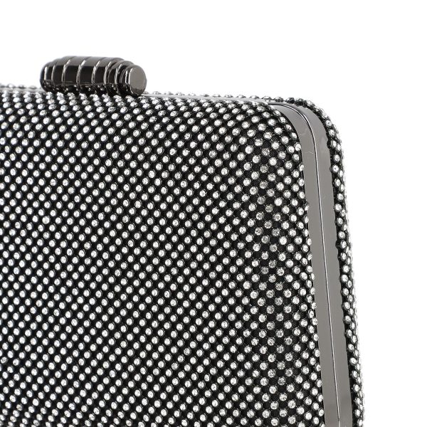 Geanta clutch de dama din material sintetic negru model trapezoidal zale cu cristale BS6023Z2304033 121