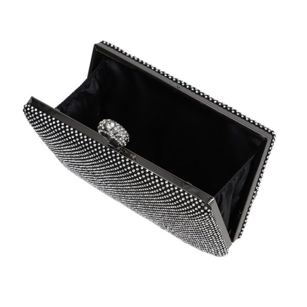 Geanta de dama din material sintetic negru model zale cu cristale inchidere accesoriu metalic BS8080Z2304020 119