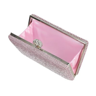 Geanta de dama din material sintetic roz model zale cu cristale inchidere accesoriu metalic BS8080Z2304015