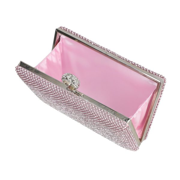 Geanta de dama din material sintetic roz model zale cu cristale inchidere accesoriu metalic BS8080Z2304015 119