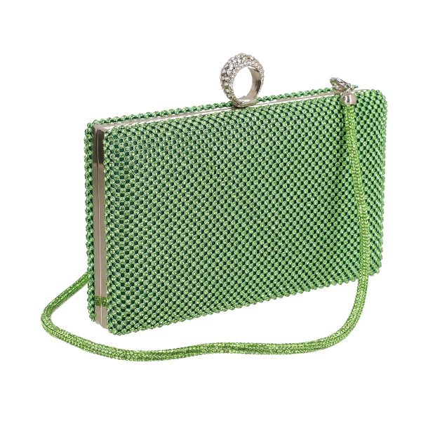 Geanta de dama din material sintetic verde model zale cu cristale inchidere accesoriu metalic BS8080Z2304022 120