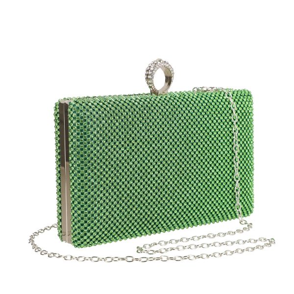 Geanta de dama din material sintetic verde model zale cu cristale inchidere accesoriu metalic BS8080Z2304022 121