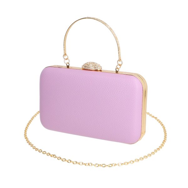 Clutch cu Pietre - Geanta de ocazie femei din material sintetic mov inchidere tip click BS2301x2304055
