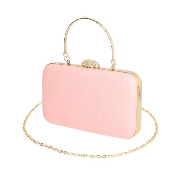 Clutch cu Pietre - Geanta de ocazie femei din material sintetic roz inchidere tip click BS2301x2304053
