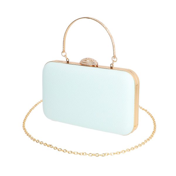 Clutch cu Pietre - Geanta de ocazie femei din material sintetic turcoaz inchidere tip click BS2301x2304054