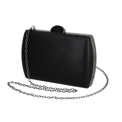 Geanta evenimente de dama din material sintetic negru inchidere cu accesoriu metalic BS8090Z2304025
