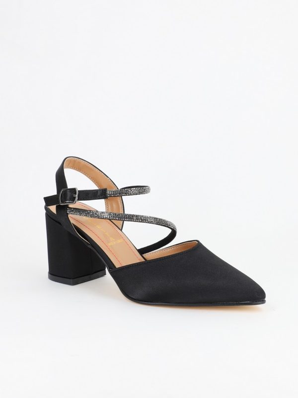 Pantofi Dama cu Toc Gros Negru Satinat BS6050PA2304167 120