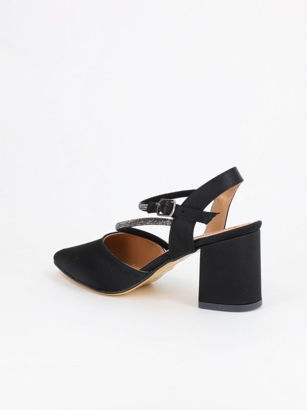 Pantofi Dama cu Toc Gros Negru Satinat BS6050PA2304167 121