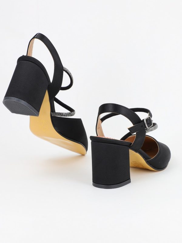 Pantofi Dama cu Toc Gros Negru Satinat BS6050PA2304167 122