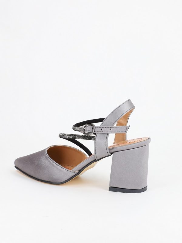 Pantofi Dama cu Toc Gros Platina Satinat BS6050PA2304166 121