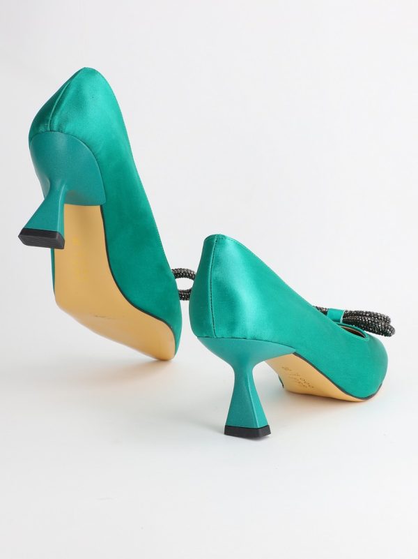 Pantofi dama cu toc subtire verde cu pietre - BS20AY2304155 119
