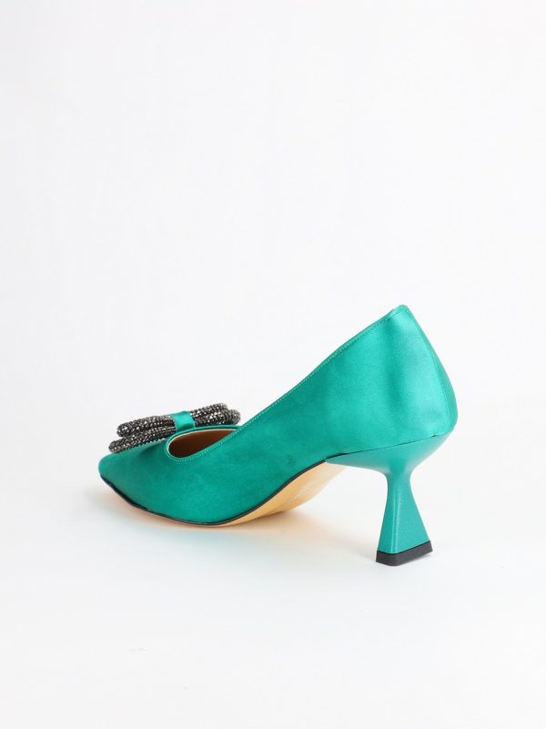 Pantofi dama cu toc subtire verde cu pietre - BS20AY2304155 121