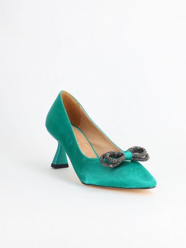 Pantofi dama cu toc subtire verde cu pietre - BS20AY2304155 122