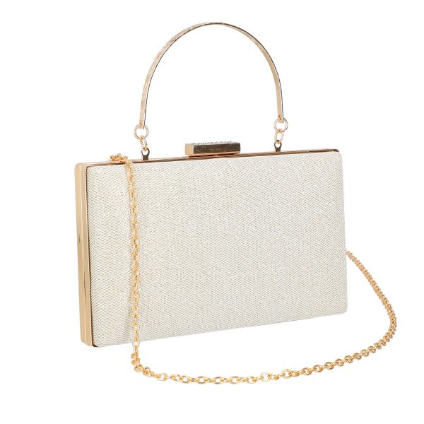 Clutch cu Pietre - Geanta Dama Evenimente din Material Sintetic auriu texturat cu Maner si Bretea de Umar BS5830LK2305242
