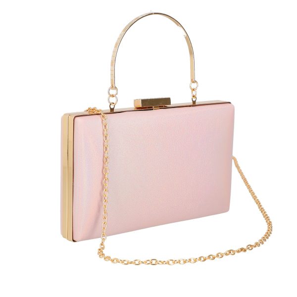 Clutch cu Pietre - Geanta Dama Evenimente din Material Sintetic roz cu Maner si Bretea de Umar BS5830LK2305243