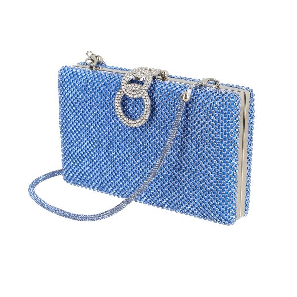 Geanta de dama din material sintetic albastru model cu cristale inchidere accesoriu metalic BS8082Z2305204 120