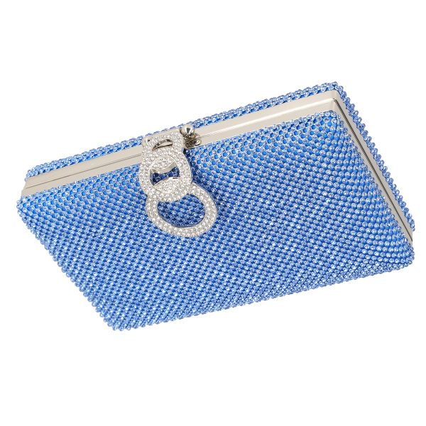 Geanta de dama din material sintetic albastru model cu cristale inchidere accesoriu metalic BS8082Z2305204 121