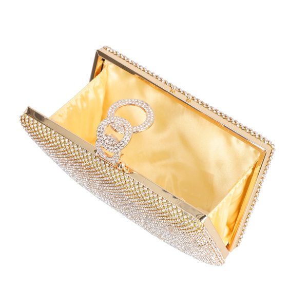 Geanta de dama din material sintetic auriu model cu cristale inchidere accesoriu metalic BS8082Z2305201 119