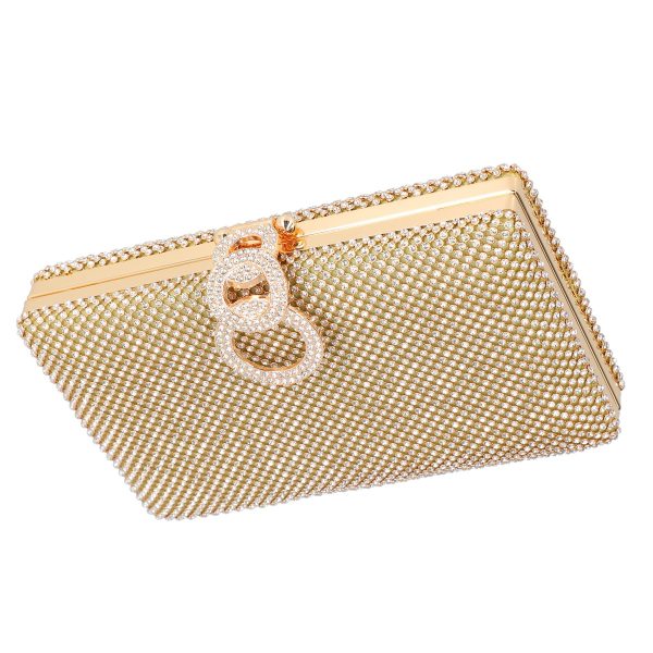 Geanta de dama din material sintetic auriu model cu cristale inchidere accesoriu metalic BS8082Z2305201 121