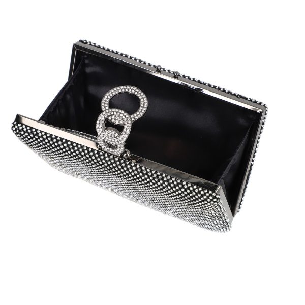 Geanta de dama din material sintetic negru model cu cristale inchidere accesoriu metalic BS8082Z2305203 119