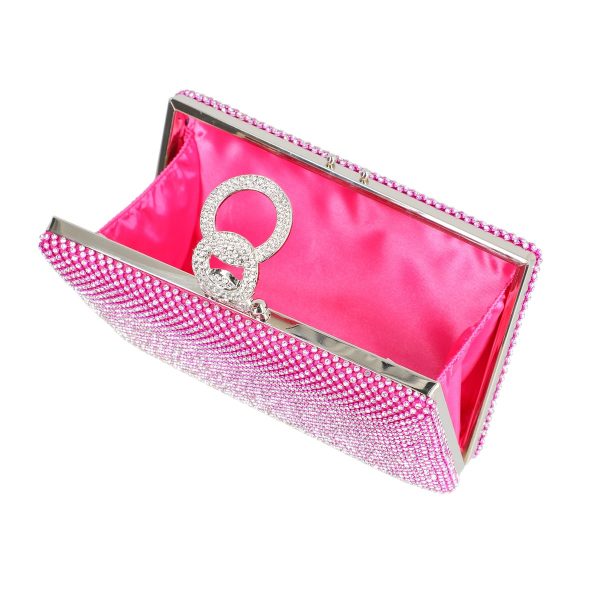 Geanta de dama din material sintetic roz model cu cristale inchidere accesoriu metalic BS8082Z2305206 119