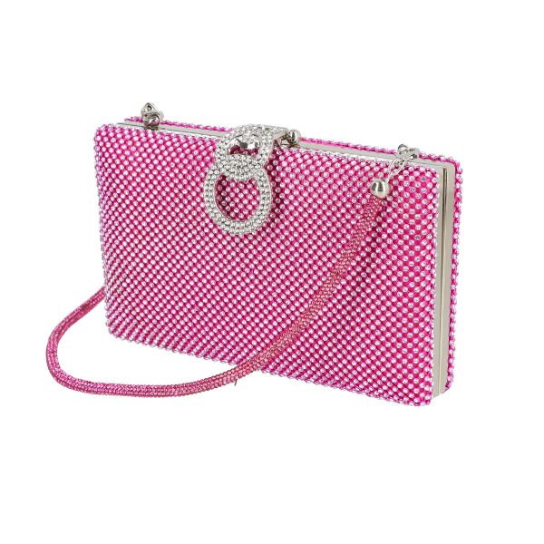Geanta de dama din material sintetic roz model cu cristale inchidere accesoriu metalic BS8082Z2305206 120