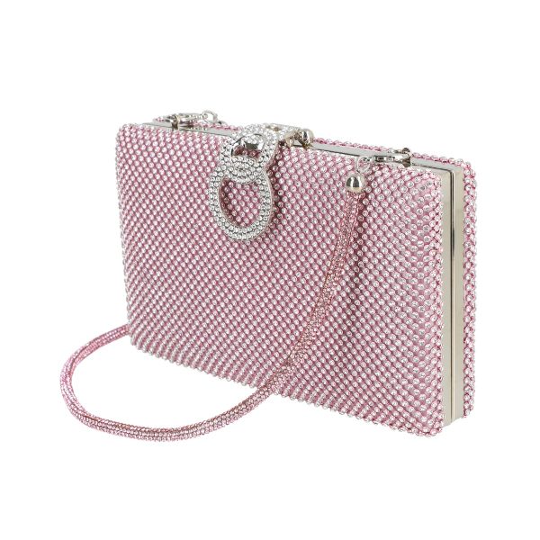Geanta de dama din material sintetic roz model cu cristale inchidere accesoriu metalic BS8082Z2305209 121