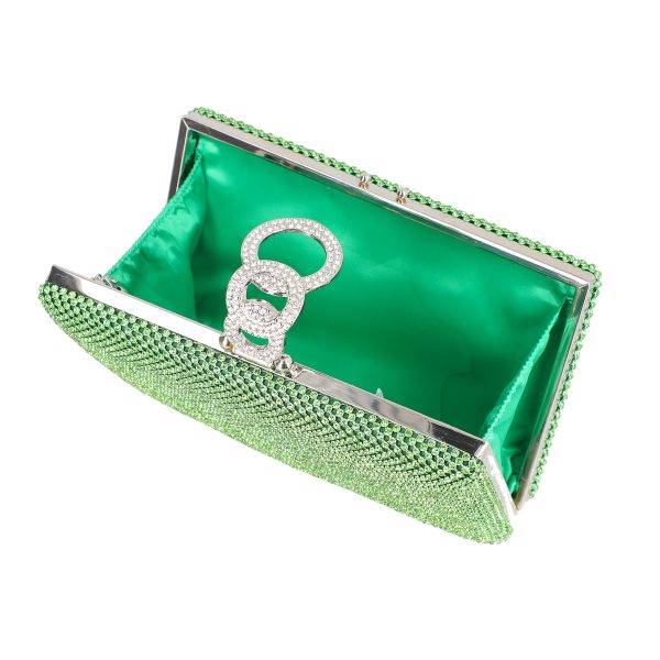 Geanta de dama din material sintetic verde model cu cristale inchidere accesoriu metalic BS8082Z2305205 119