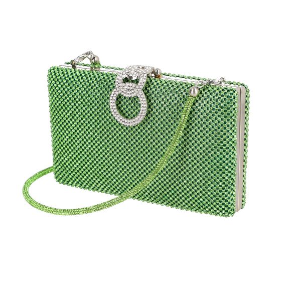 Geanta de dama din material sintetic verde model cu cristale inchidere accesoriu metalic BS8082Z2305205 120