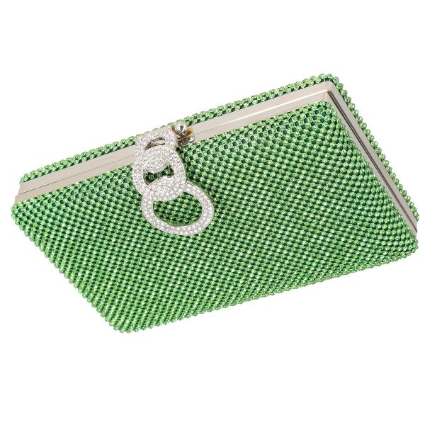 Geanta de dama din material sintetic verde model cu cristale inchidere accesoriu metalic BS8082Z2305205 121