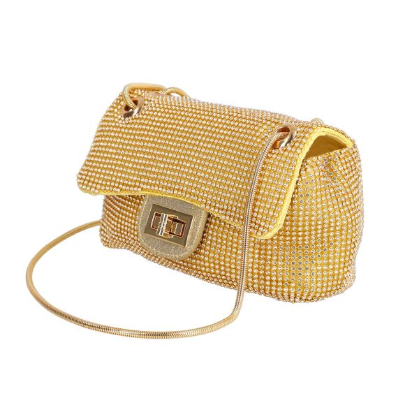 Clutch cu Pietre - Geanta evenimente femei tip plic material moale auriu cu cristale  BS9038CL2305230