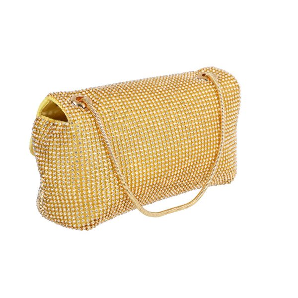 Geanta evenimente femei tip plic material moale auriu cu cristale  BS9038CL2305230 121