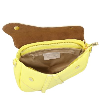 Geanta Dama Piele galben-lemon Casual de Umar cu Un Compartiment (Piele Naturala) - Laura Biaggi BS4509poN005