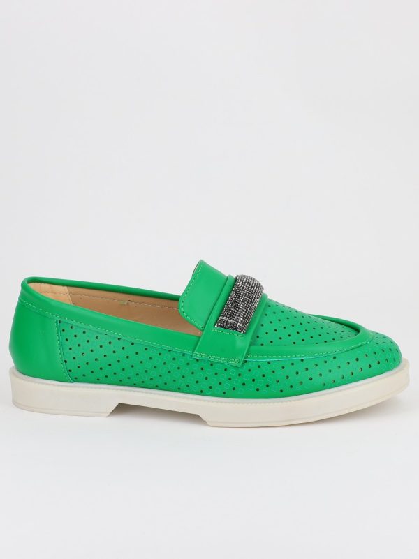 Mocasini dama cu perforatii Verde - BS701BA2304194 121