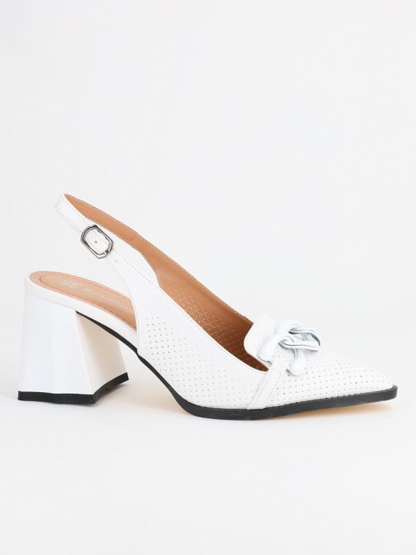 Pantofi Dama cu Toc Gros Alb BS740AY2304105 125