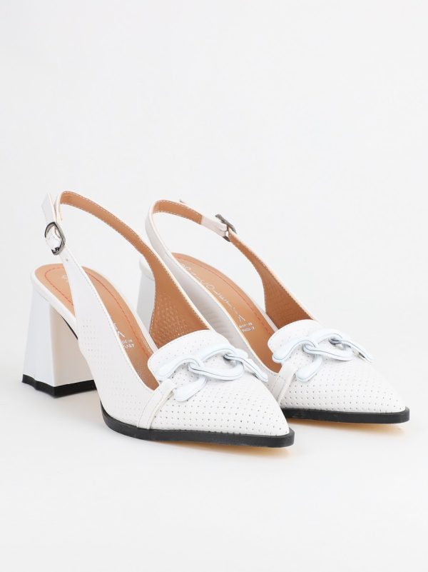 Pantofi Dama cu Toc Gros Alb BS740AY2304105 122