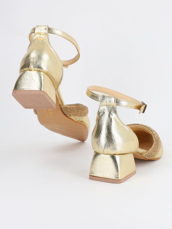 Pantofi Dama cu Toc Gros Auriu BS2329AY2304112 119
