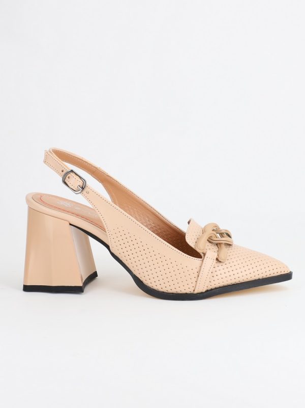 Pantofi Dama cu Toc Gros Bej BS740AY2304103 122