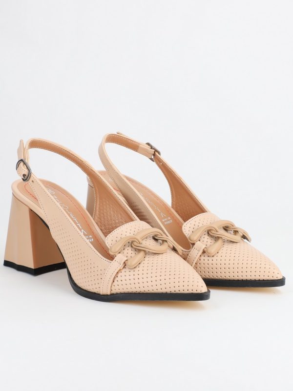 Pantofi Dama cu Toc Gros Bej BS740AY2304103 124