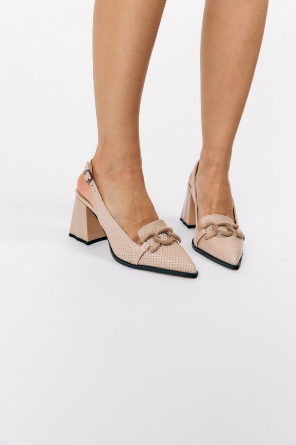 Pantofi Dama cu Toc Gros Bej BS740AY2304103 126
