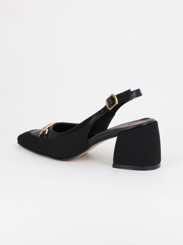Pantofi Dama cu Toc Gros Negru cu Fundita BS315AY2304118 122