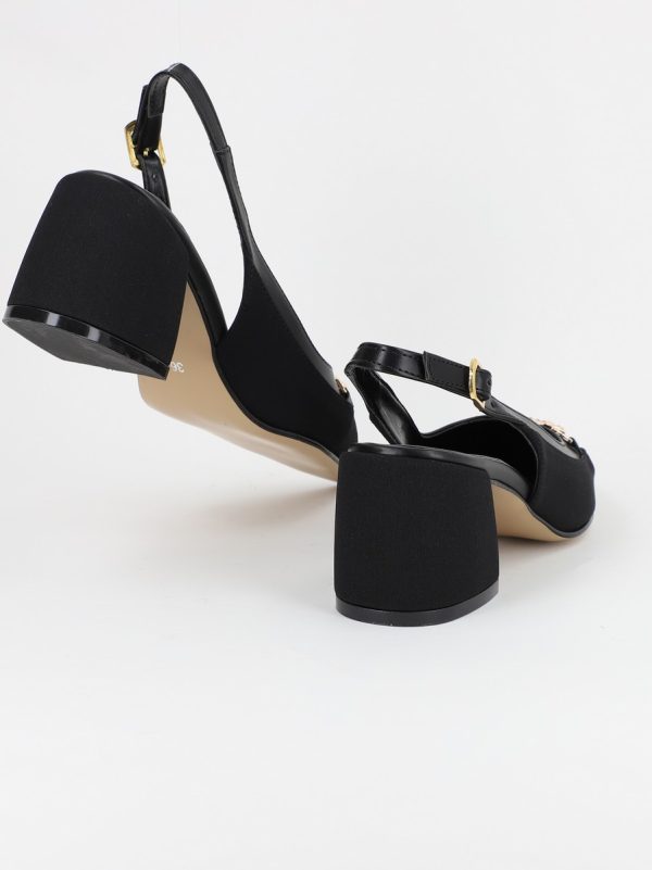 Pantofi Dama cu Toc Gros Negru cu Fundita BS315AY2304118 124
