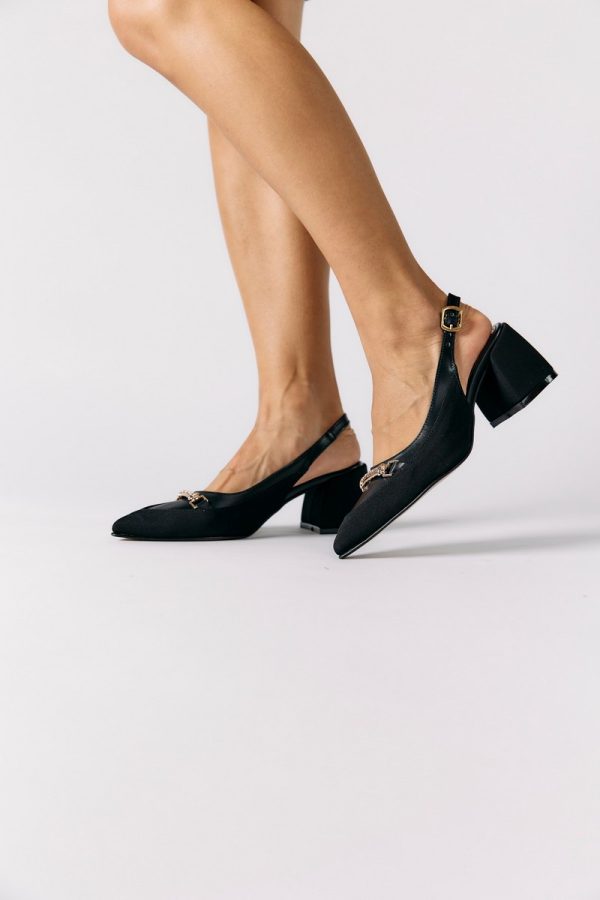 Pantofi Dama cu Toc Gros Negru cu Fundita BS315AY2304118 123