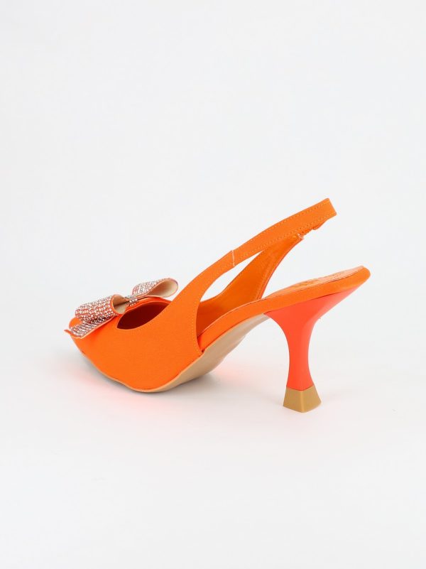 Pantofi Dama cu Toc Subtire Portocaliu cu Fundita BS604AY2304109 122
